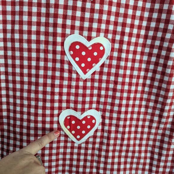 Girl's Funtasia Too! Christmas Valentine's Day Reversible Gingham Dress STAIN 5 - Picture 4 of 9